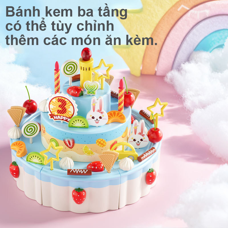 Bánh Trái Cây Cắt Cho Bé – Nến Hát Nhạc, đèn điện, đồ Chơi Sinh Nhật Giả Vờ, Quà Tặng Dễ Thương Cho Bé Gái