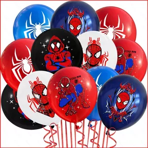 ST2 12 Cái / bộ Chủ Đề Người Nhện 12 inch Bong Bóng Cao Su Trang Trí Tiệc Sinh Nhật Không Gian Bố Trí Vật Dụng TS2