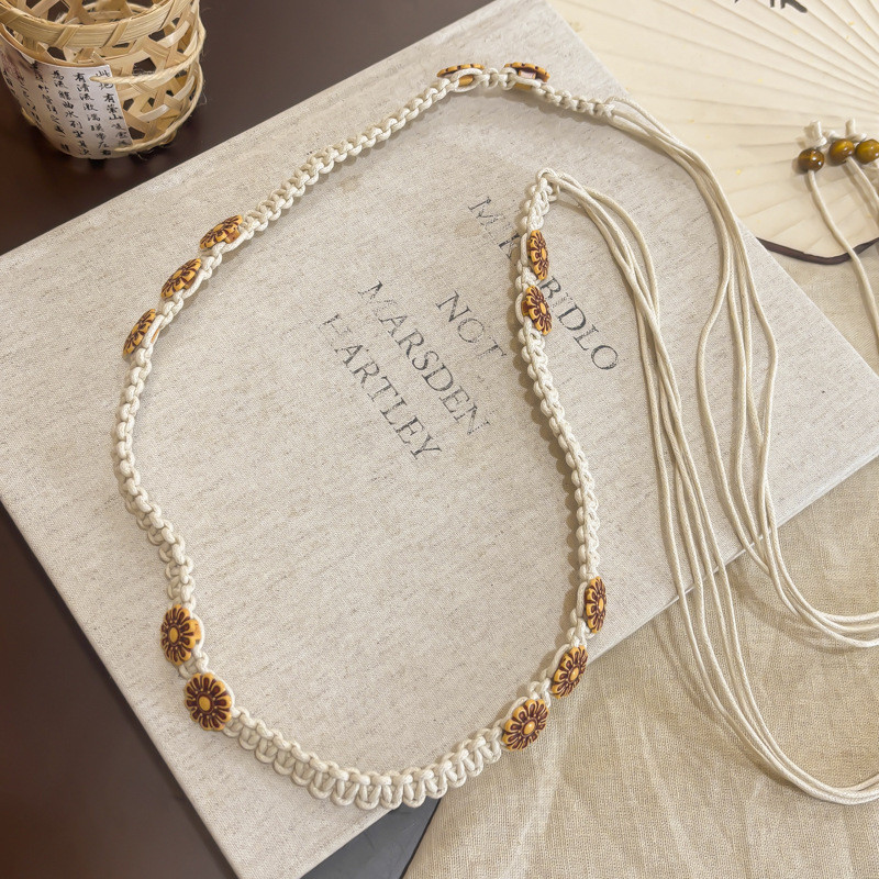 2026 Phong Cách Mới Phong Cách Bohemian Thắt Lưng Phong Cách Dân Tộc Dệt Tay Nhiều Màu Sắc Đính Hạt Dây Thắt Lưng Nữ