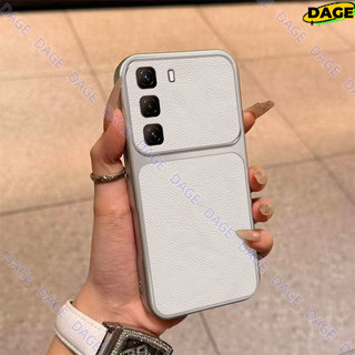Ốp Điện Thoại Cho Infinix Hot 60i 50i Hot 60 Pro + Hot 50 Pro + Plus 4G 5G + Premium Simple White Lychee Dermatoglyph Vỏ Cửa Sổ Lớn Bao Gồm Tất Cả Mặt Sau Chống Rơi