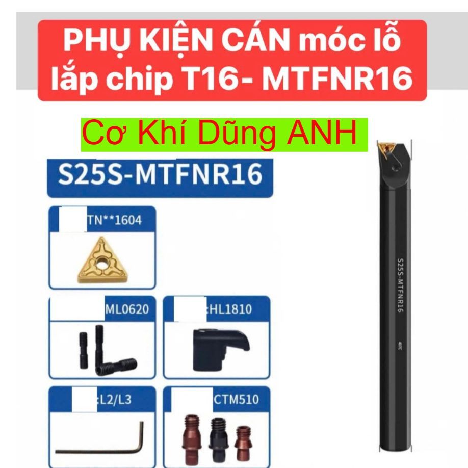 Phụ kiện lắp Cán dao móc lỗ chip T16 MTFNR16 ốc vít giữ chip mỏ kẹp cán dao tiện máy CNC