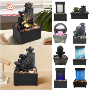 PWSSEND Thác nước phong thủy Trung Quốc, Lưu lượng nước tuần hoàn Đài phun nước ABS, Pin cảnh quan vi mô / Cắm vào đồ trang trí nước chảy Trang trí nhà cửa