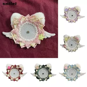 Đế trưng bày huy hiệu SMILE, Đôi cánh thiên thần Giá đỡ huy hiệu tai mèo sang trọng, Dễ thương DIY Ren Itabag Trang trí huy hiệu Anime