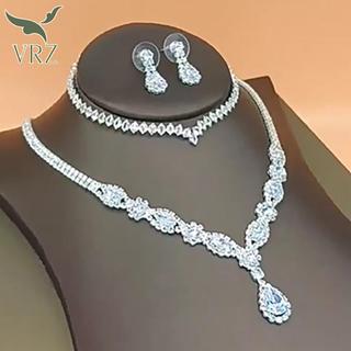 VRZ Nữ Thời Trang Móng Vuốt Dây Xích Cutout Nelace Bông Tai Bộ Trang Sức Cô Dâu Trang Sức Trang Sức Tiệc Cưới Ngày Lễ Quà Tặng HOT