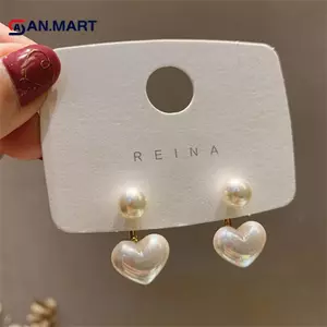 AN.MART Bông Tai Ngọc Trai Tình Yêu Nhỏ Đơn Giản Hàn Quốc Dongdaemun Bông Tai Bé Gái Mạng Đỏ Tất Cả Phù Hợp Với Tính Khí Bông Tai VN