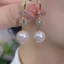 Retro Kim Cương Bóng Bông Tai Ngọc Trai Đỏ Tính Khí Nữ Niche Bông Tai Mặt Tròn Mỏng Hơn Nhìn Bông Tai LWDD
