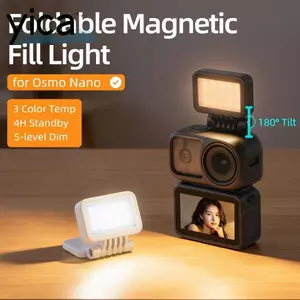 Đèn LED lấp đầy YICA, Chiếu sáng chụp ảnh từ tính phát hành nhanh, Đèn Video 3 màu có thể gập lại nhẹ có thể điều chỉnh cho phụ kiện chiếu sáng máy ảnh DJI Osmo Nano