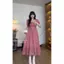 Đầm ngắn tay hoa ngọt ngào kiểu Pháp cỡ lớn Váy bánh hẹp Váy công chúa xù béo MM