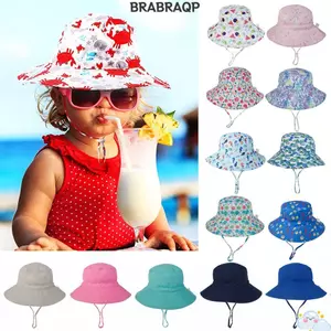 BRABRAAA 2 Chiếc Mũ Xô Cho 0-8 Tuổi Mũ Bơi Mùa Hè Vành Rộng Chống Tia UV Với Dây Đeo cằm Có Thể Điều Chỉnh