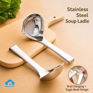 🌤️COD🌤️Muỗng canh bằng thép không gỉ, đầu muỗng to, sâu, có vòi rót, muỗng treo dày dặn dùng trong nhà bếp