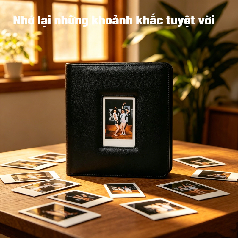 Album ảnh Instax mini 3 inch, 288 trang, tương thích với Instax Mini 12/11/9, chất liệu da PU, bìa trắng