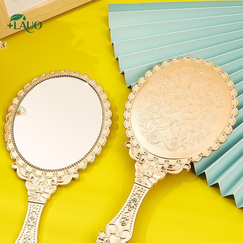 Springevenstar Vàng Hoa Hồng Di Động Vintage Gương Trang Điểm Cầm Tay Hình Bầu Dục Gương Tròn Quý Phái Phục Hồi Cổ Cách Tòa Gương Dụng Cụ Làm Đẹp Springevenstar