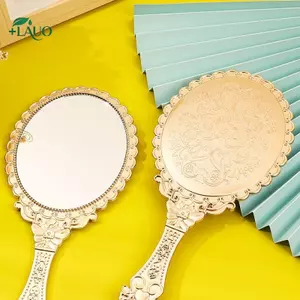 Springevenstar Vàng Hoa Hồng Di Động Vintage Gương Trang Điểm Cầm Tay Hình Bầu Dục Gương Tròn Quý Phái Phục Hồi Cổ Cách Tòa Gương Dụng Cụ Làm Đẹp Springevenstar
