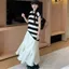 Mùa hè Plus Size Fat MM Thiết kế dáng ôm hơn Sọc không đều Ice Silk Đan Áo Vest không tay Top Quần áo nữ