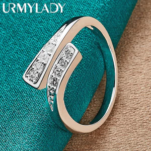 URMYLADY Bạc 925 Interweave Zircon Nhẫn Nữ Tiệc Cưới Thời Trang Quyến Rũ Trang Sức