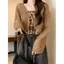 Màu Cà Phê Ngắn Chống Nắng Dệt Kim Cardigan Nữ Xuân Hè Vải tuyn Rỗng Băng Lụa Áo Top Trang Trọng Đeo Vai Hai Mảnh Phù Hợp Với