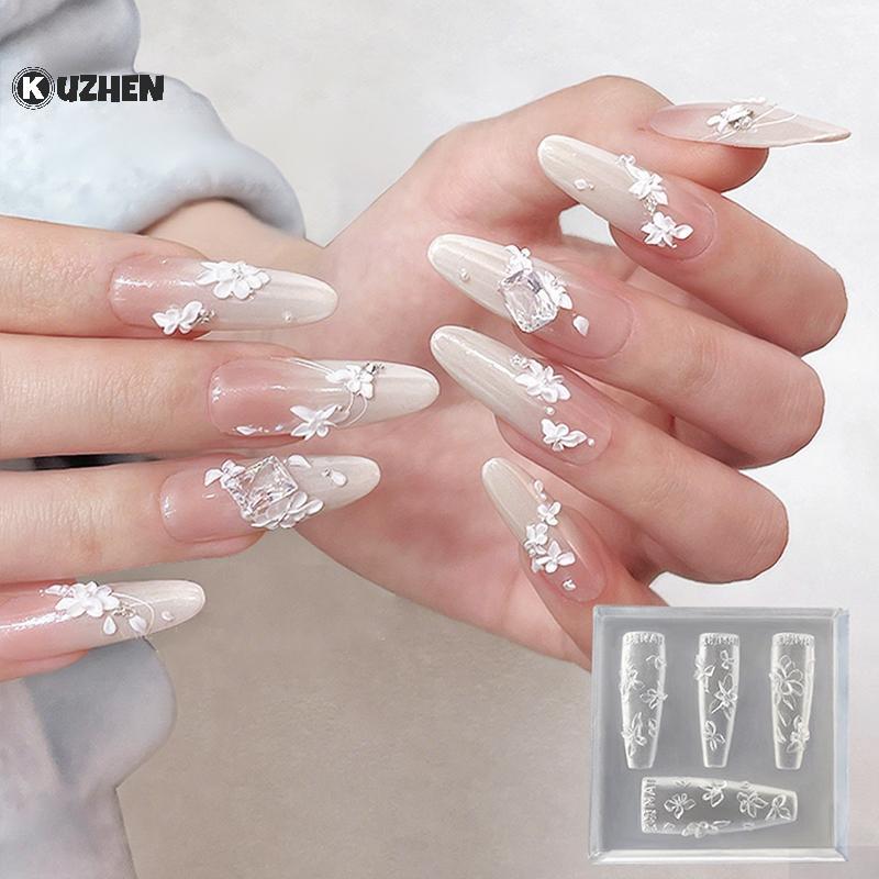 KUZHEN 3D Hoa Khuôn Làm Móng DIY Silicone Dụng Cụ Làm Móng Hoa Cánh Hoa Thiết Kế Móng Tay Nhựa Khuôn Móng Tay Nghệ Thuật Khắc Bản Mẫu Làm Móng Tay HOT