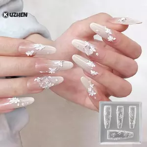 KUZHEN 3D Hoa Khuôn Làm Móng DIY Silicone Dụng Cụ Làm Móng Hoa Cánh Hoa Thiết Kế Móng Tay Nhựa Khuôn Móng Tay Nghệ Thuật Khắc Bản Mẫu Làm Móng Tay HOT