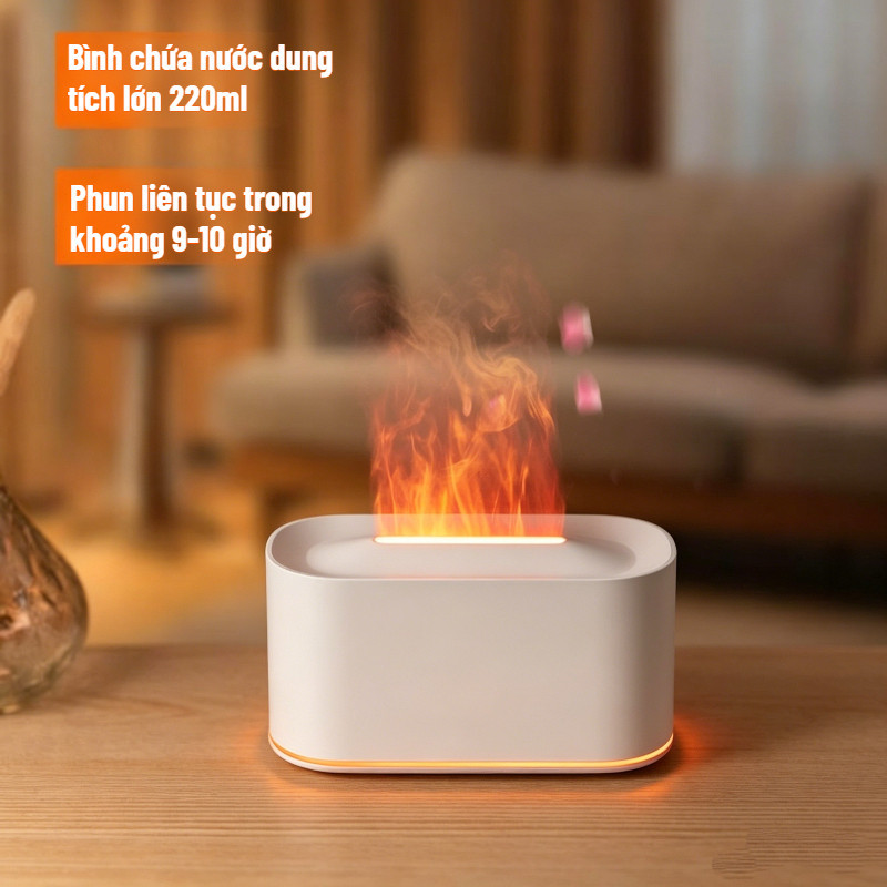 Máy xông tinh dầu ngọn lửa 7 màu - Tạo không khí lãng mạn, phun sương êm, đèn ngủ, quà tặng để bàn