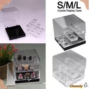 Hộp lưu trữ trong suốt CHEESELY, Giá trưng bày Acrylic Màn hình pha lê, Giá đỡ màn hình ba lớp đa chức năng Bộ sưu tập đá, đá & đá quý