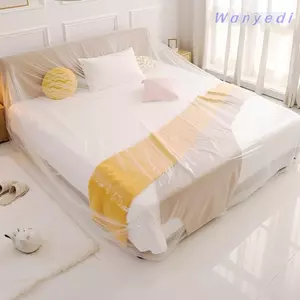 WANYEDI Vỏ bụi dùng một lần, Phim bụi nhựa PE trong suốt, Vỏ trang trí viền đàn hồi Tấm bảo vệ nhựa dày chống thấm nước Sử dụng tại nhà