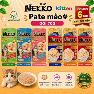 [Combo 6 Gói] Pate Nekko 70g Cho Mèo Thái Lan Chính Hãng Đủ Vị Thức Ăn Ướt - Wanna Pet