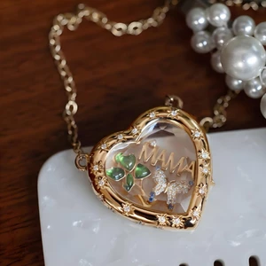 Mở Cửa Trăm Vòng Cổ Phù Hợp Trong Suốt Thiết Kế Trang Trí Dễ Thương Kính Tự Làm Đồng Đơn Giản Ngọt Ngào Phong Cách Thoáng Mát