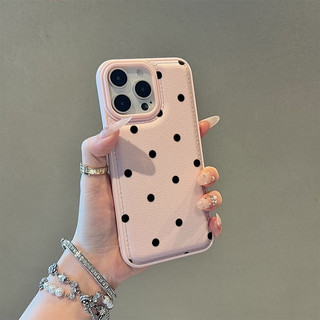 Túi đựng trống họa tiết da Vỏ dày Thích hợp cho iPhone 17 Pro Max 13 Pro 11 Pro XS 15 Pro Max 12 14 ProMax 8 Plus 16 ProMax Chấm bi nhỏ Thời trang Chống va đập