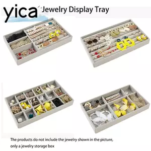 Hộp đựng nhẫn YICA, Khay đựng đồ trang sức nhung có thể xếp chồng lên nhau, Hộp trưng bày tinh tế Vòng cổ sắp xếp Hộp trưng bày trang sức