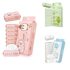 Khăn Giấy Ướt Mini Bỏ Túi Hoạt Hình Bịch 8 gói-Khăn Ướt Đa Năng Tiện Lợi-Màu Ngẫu Nhiên Khăn ướt mini