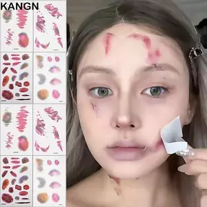 KANGN 1 / 4 Miếng Dán Hình Xăm Tạm Thời Nứt Vết Thương, Thực Tế Lâu Dài Cosplay Cánh Tay Mắt Cá Chân Hình Xăm Hình Xăm, Quà Tặng Hình Xăm Giả Chống Thấm Nước