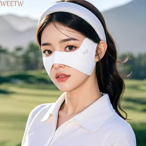 Miếng dán mắt chống nắng WEETW, Mặt nạ lụa băng mỏng chống tia cực tím, Mặt nạ chống nắng co giãn màu trơn có thể điều chỉnh Tấm che mặt Golf thể thao