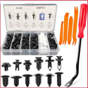 Bộ 100 Đinh Tán Chốt Vít Nở Bằng Nhựa Cố Định Các Bộ Phận Trên Xe Hơi Kèm Hộp Và Dụng Cụ