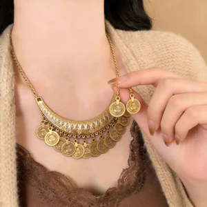 Phong Cách Dân Tộc Retro Đồng Xu Tua Rua Vòng Cổ Nữ Bohemian Độc Đáo Xương Đòn Dây Chuyền Mới Phong Cách Trung Hoa Phù Hợp Với Áo Len Dây Xích Hợp Thời Trang