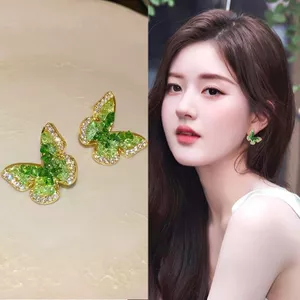 Zhao Lusi Cùng Phong Cách Bông Tai Cao Cấp Sense s925 Bạc Kim Chuyển Màu Xanh Pha Lê Bướm Bông Tai Sang Trọng Phong Cách Mới Bông Tai 2026-6-1