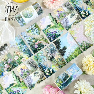 JIANWU 80mm * 200cm Vintage Tranh Thực Vật Hoa Mây Phong Cảnh Chất Liệu Cắt Kéo Thêu Sò PET Băng Tạp Chí Văn Phòng Phẩm