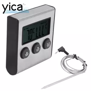 Nhiệt kế thịt BBQ kỹ thuật số YICA, Màn hình LCD lớn Nhiệt kế nhà bếp màu bạc, Hẹn giờ dễ đọc Báo động Giá đỡ máy tính để bàn Nhiệt kế nấu ăn Nhà bếp gia đình
