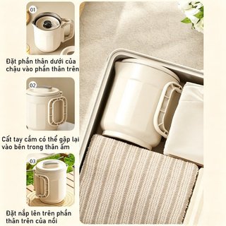 Ấm đun nước điện di động Nồi du lịch Mini bằng thép không gỉ 304 Cách nhiệt Chuyến đi gia đình nhỏ gọn
