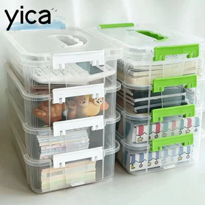 Hộp Bảo Quản YICA, Bút Chì Xếp Chồng Nhiều Lớp, Dụng Cụ Sắp Xếp Bàn Ngăn Kéo Trong Suốt Hộp Nhựa Di Động Dụng Cụ Trang Điểm