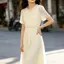 Váy cổ tròn Tencel Phiên bản eo hẹp kiểu Pháp mùa hè 2026 Phong cách nữ dáng ôm hơn Váy dài thời trang