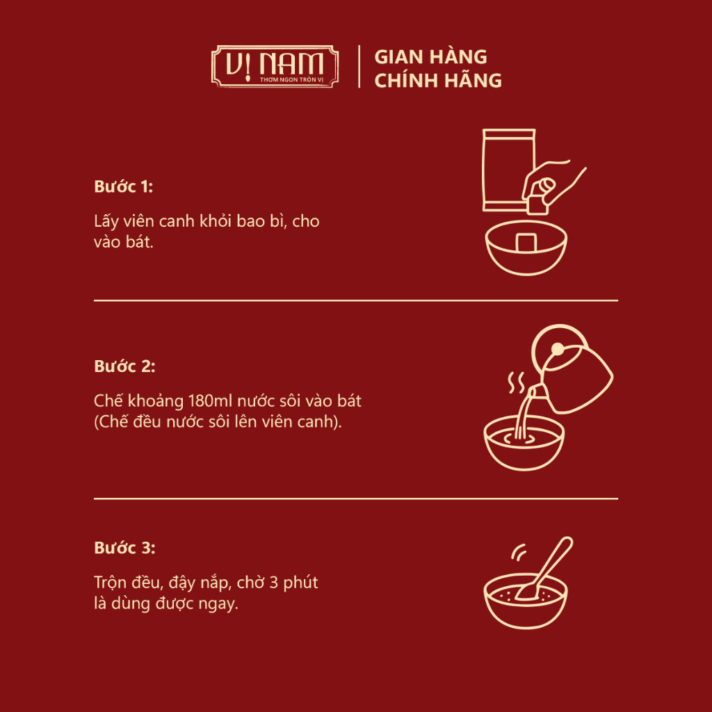 Viên sấy thăng hoa: Canh trứng cà chua - Ăn liền - Vị Nam Foods - hộp 6 viên - Tiện ích, thơm ngon