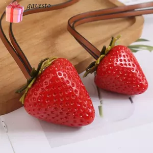 Vòng chìa khóa dâu tây GAVESTO, Túi nhựa thủ công quyến rũ, Móc khóa thiết kế chống nước thanh lịch Nội thất ô tô