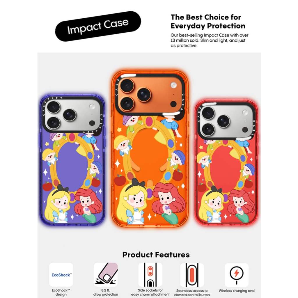 CASECASE X Hoạt Hình Công Chúa Cam / Đỏ / Perri Tím Kẹo Bộ Sưu Tập Màu Sắc Trong Suốt Cứng Từ Tính Hút Tác Động Dành Cho Apple IPhone 13 14 15 16 17Pro Max Plus Có Hộp