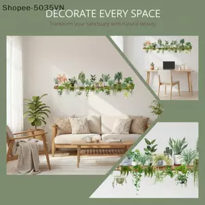 {AKIN} 1 Máy Tính Sơn Xanh Chậu Cây Treo Tường Phòng Khách Nhà Bếp Trang Trí Túi Giấy Dán Tường Đề Can Dán Tường Tự Dính {a}