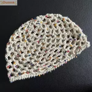 Mũ beanie OUSXA, Mũ dệt kim móc rỗng, Mũ dưa lưới mỏng thủ công thoáng khí thời trang cho mùa xuân hè
