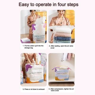 Túi Bảo Quản Chân Không JUIC, Không Bơm Bấm & Niêm Phong Túi Nén, Tiết Kiệm Không Gian Dung Tích Lớn Quần Áo Chống Bụi Túi Cói Phụ Kiện Du Lịch