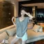 AA Design Sense Lười Xếp Ly Lớn Chữ U Tay Ngắn Rời Đa Năng Thường Ngày Mùa Hè Áo VN