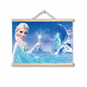 Poster vải chống nước không khung đông lạnh, nghệ thuật treo tường hoạt hình Elsa Disney cho phòng ngủ trẻ em Trang trí nhà