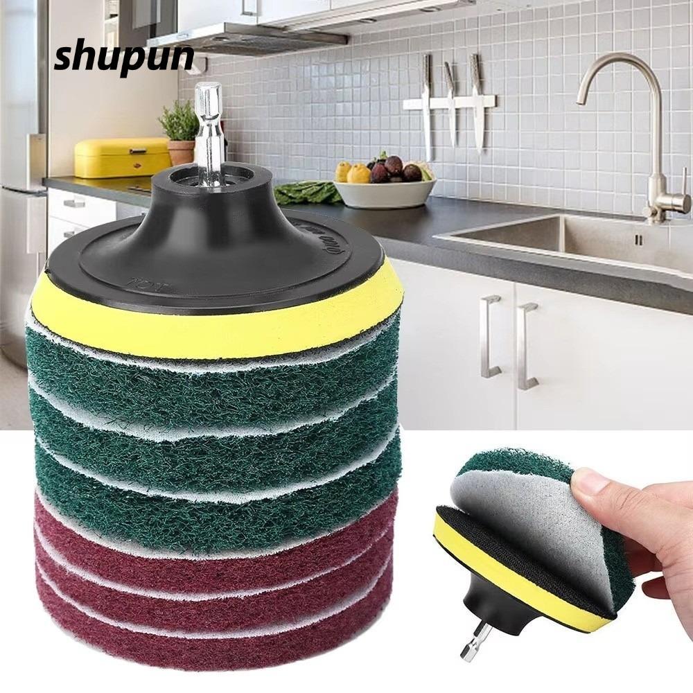 SHUPUN 8 Cái / bộ Máy chà sàn điện, Dụng cụ chi tiết Bộ bàn chải khoan điện 4 Inch, Miếng đánh bóng Miếng chà sàn Làm sạch sâu Bộ dụng cụ làm sạch gạch