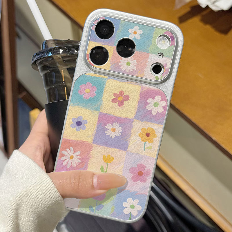 Ốp lưng iPhone Họa tiết da mạ họa tiết hoa iPhone 17 16 15 14 13 12 11 Pro Max Plus Max